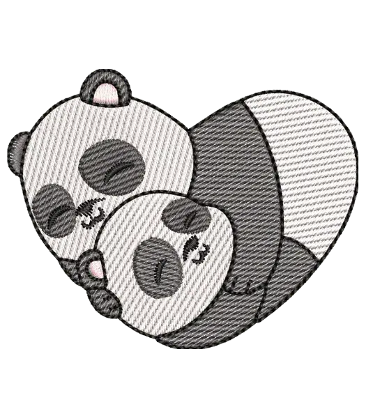 Matriz de Bordado Panda Mãe e Filho Coração
